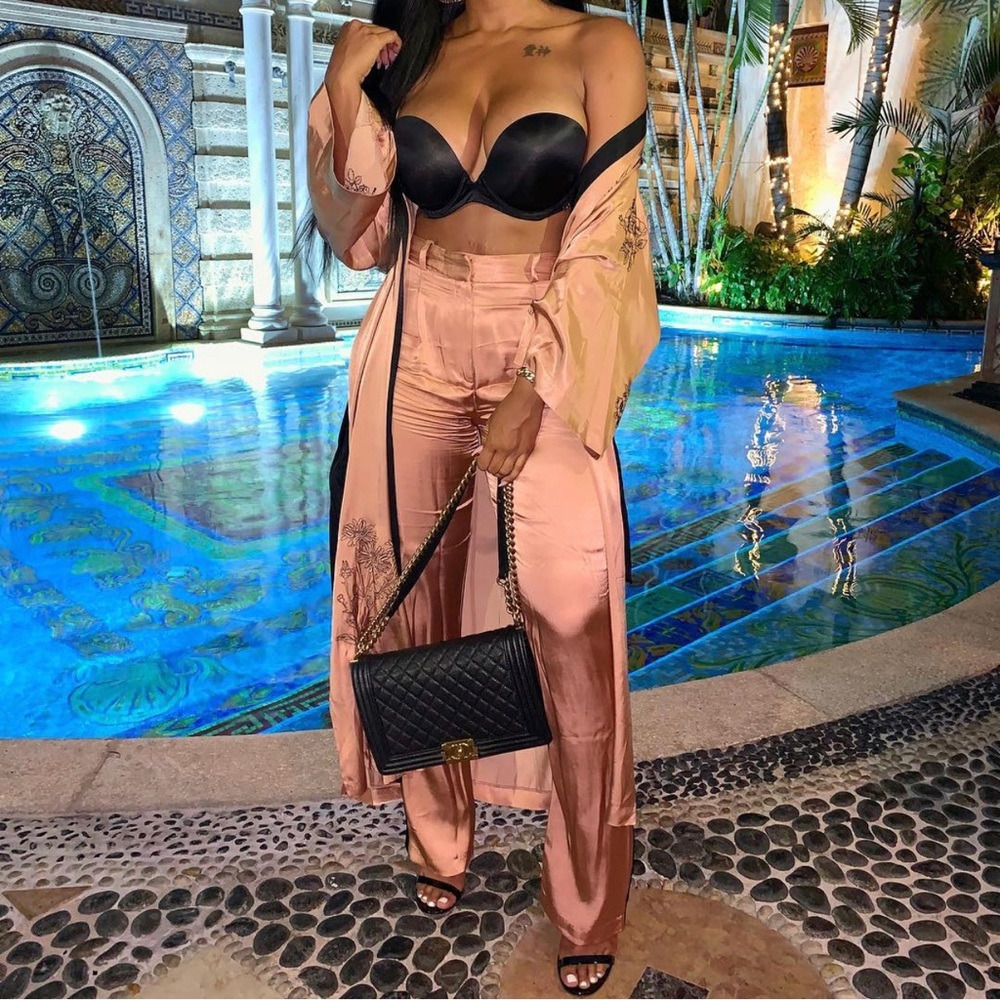 kimono robe outfit, pants included.
